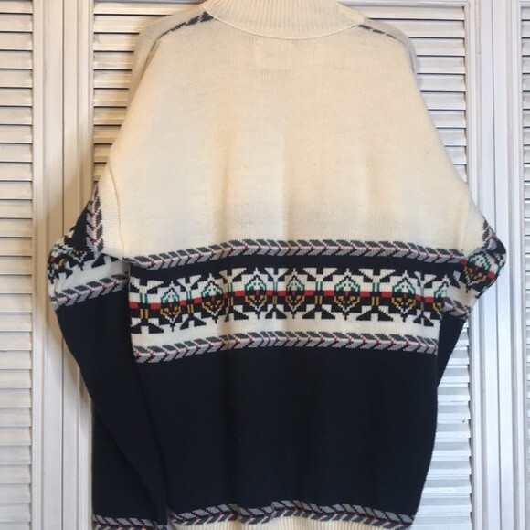 Le Tigre oversized grandpa style western aztec knit sweater size XL 90s - Picture 9 of 11